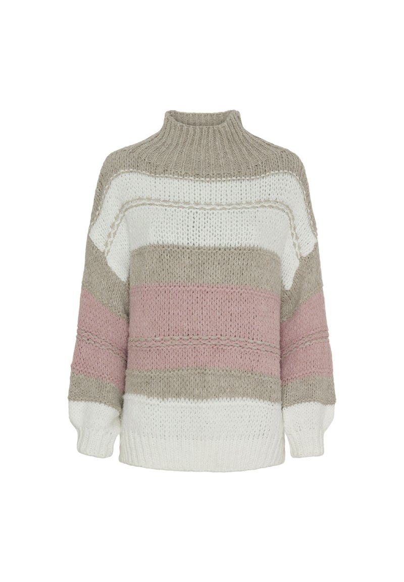Marta Du Château MED STRIB - Striktrøje - bianco cipria/lys pink ...