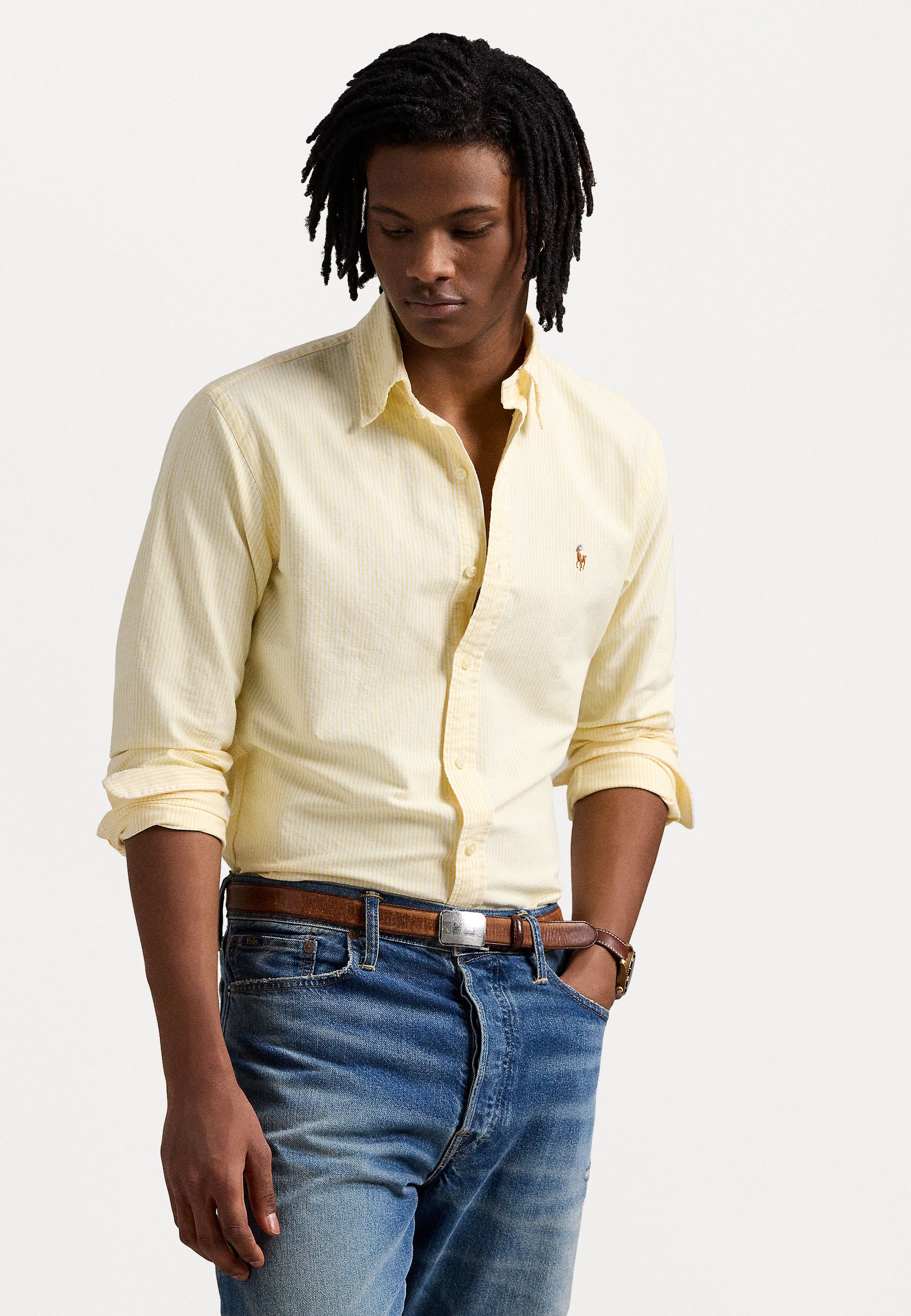 Polo Ralph Lauren CUSTOM FIT STRIPED OXFORD SHIRT - Shirt - yellow oxford/ white/yellow - Zalando.co.uk