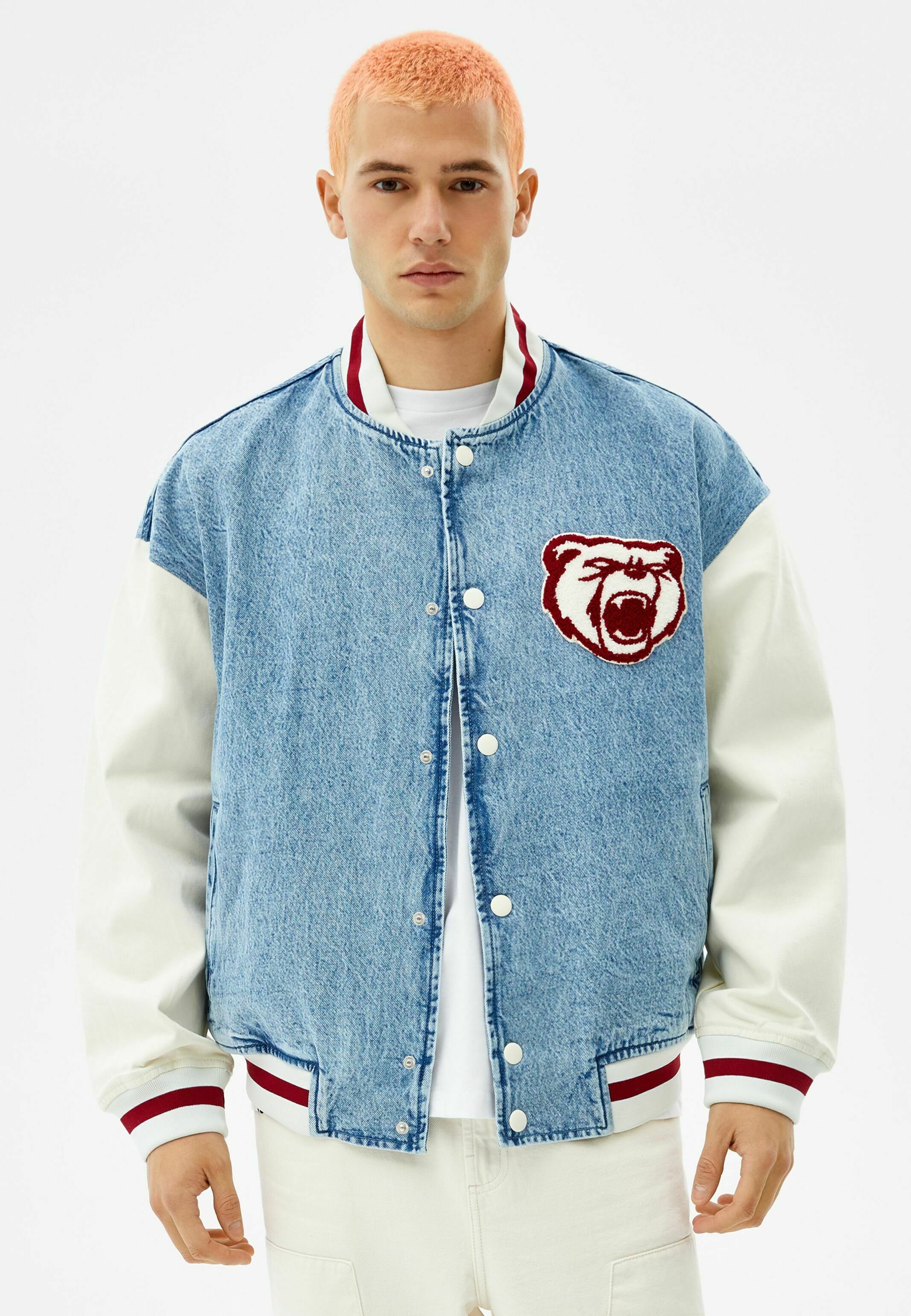 Bershka Giacca di jeans - light blue denim/carta da zucchero - Zalando.it