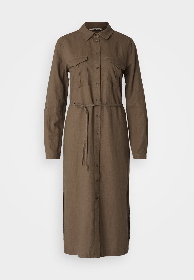 ONLY Onlcaro Ls Linen Bl L Shirt Dress Cc PNT jurk, oil green, XL ONLY Onlcaro Ls Linen Bl L Shirt Dress Cc PNT jurk, oil green, XL