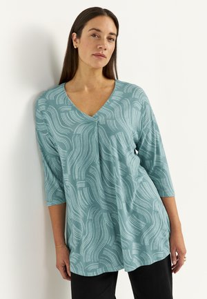 WITH CREASE DETAIL - Tuniek - dusty turquoise patterned