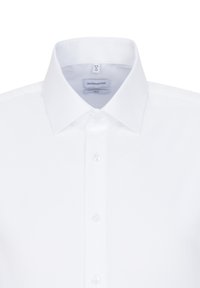 Chemise blanche ajustée à coupe slim avec col pointu et boutons sur le devant, étiquetée "seidensticker", taille 15 ¾, M 40.