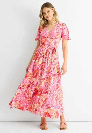 GINI LONDON FLORAL WRAP - Vestito lungo - red