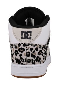 Weiße High-Top-Sneaker mit schwarzen Leopardenprint-Details, aus Wildleder und Leder sowie Gummisohle. Mit einem auffälligen Logo an der Ferse.