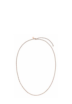 Bronzen ketting met een delicate en minimalistische uitstraling, voorzien van een centrale knoop en een klein rond kraaltje als sluitdetail.