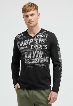 IM VINTAGE LOOK MIT USED PRINTS - Long sleeved top - black