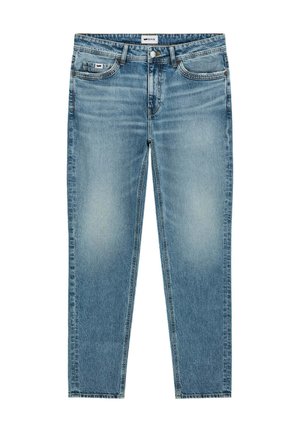 Jeans in denim azzurro chiaro con una vestibilità slim, dotati di un classico design a cinque tasche e leggere sfumature sulla parte anteriore.