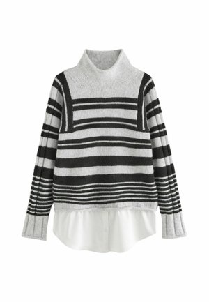 Pullover - grey black monochrome stripe