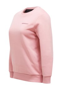 Lichtroze sweatshirt gemaakt van een katoenmenging, met een ronde hals, geribbelde manchetten en een subtiel logo geborduurd op de borst.