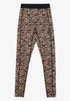 FULL LENGTH HIGH RISE LEOPARD PRINT LEGGINGS WITH CONTRAST WAISTBAND
 - Leggings - dark brown/black/beige