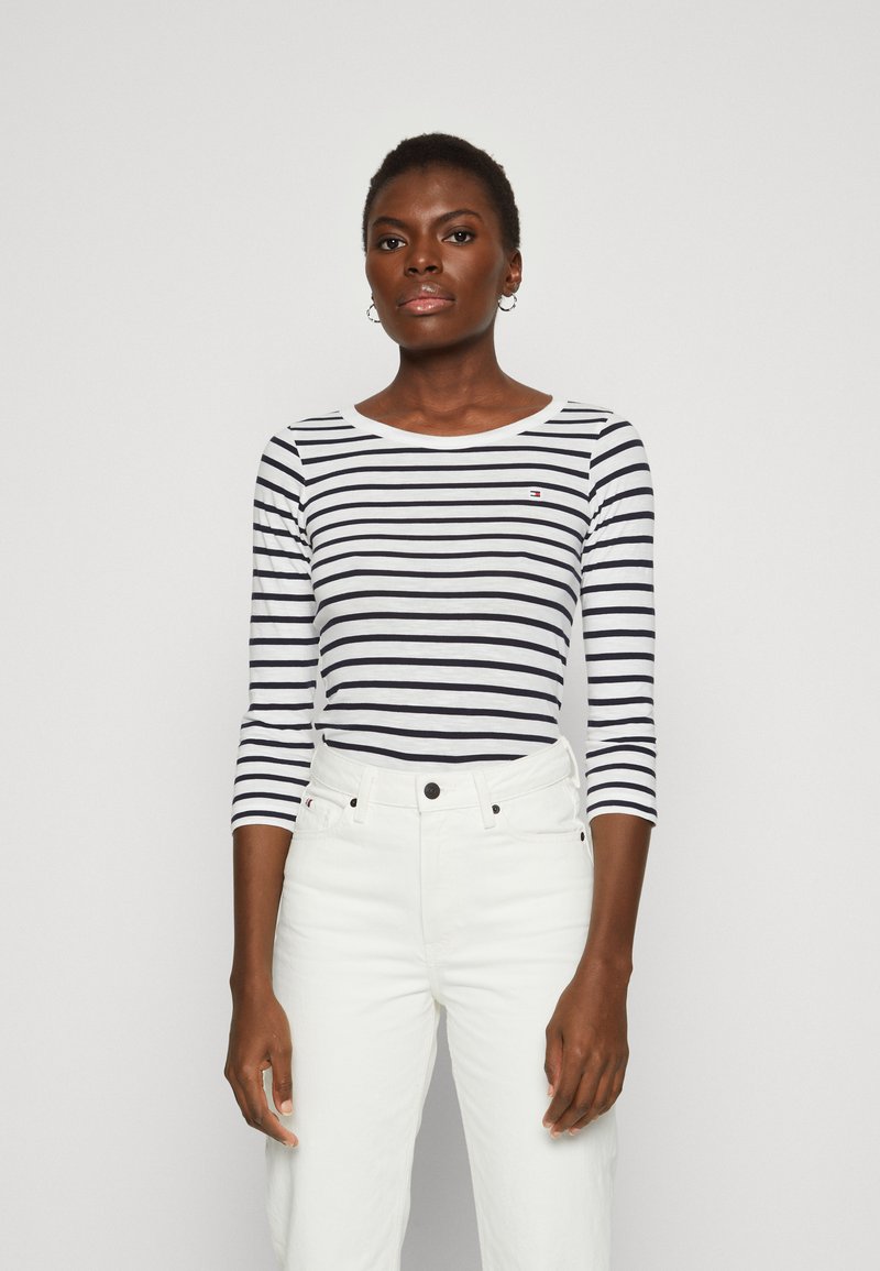 Tommy Hilfiger 1985 SLIM SLUB OPEN - Hosszú ujjú felső - breton ecru/desert sky
