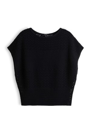 OPUS, CROPPED OPEN KNIT - Basic T-shirt - black