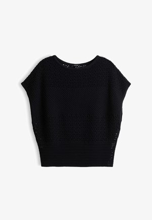OPUS, CROPPED OPEN KNIT - T-shirt basic - black