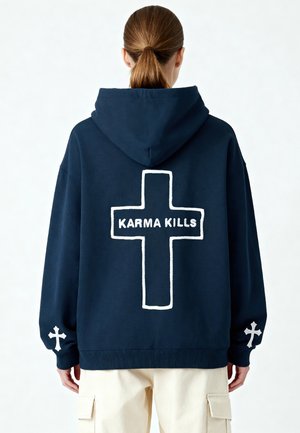 KARMA KILLS EMBROIDERY HEAYVWEIGHT UNISEX - Hoodie - dark blue