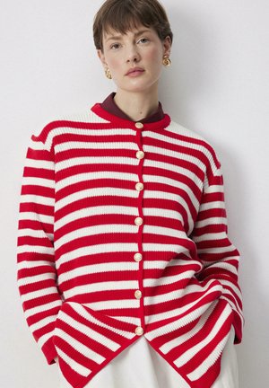STRIPED WITH GOLD BUTTONS - Kardigán - kırmızı