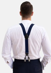 Massi Morino HOSENTRÄGER FLIEGE SET FÜR - BREITE TRÄGER IN Y FORM MIT STARKEN CLIPS - FARBLICH ABGESTIMMT - Motýlik - Dunkelblau