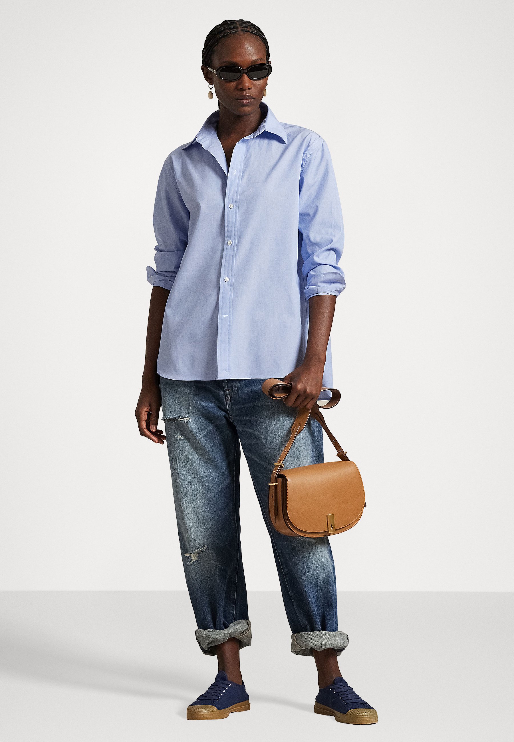 売れ筋商品|||ラルフローレン シャツ レディース トップス OVERSIZE FIT COTTON POPLIN SHIRT - Button-down blouse - classic medium blue Polo Ralph Lauren OVERSIZE FIT COTTON SHIRT - Button-down