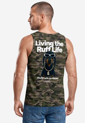 Neverless, TANKTOP HERREN MIT GRAFIK-PRINT - DESIGN RUFF LIFE RAPPER - - Top - slim-fit woodland-camo