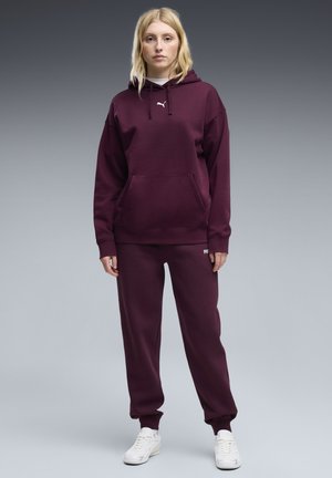 Puma, ESS CENTERED CAT LOGO RELAXED HOODIE FL - Φούτερ με κουκούλα - ruby noir
