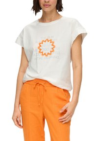 s.Oliver Print T-shirt - ecru