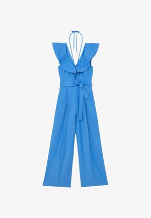 Reiss, REGULAR FIT - SOPHIA RUFFLE TIE-NECK WIDE-LEG JUMPSUIT . - Kombinezon - blue