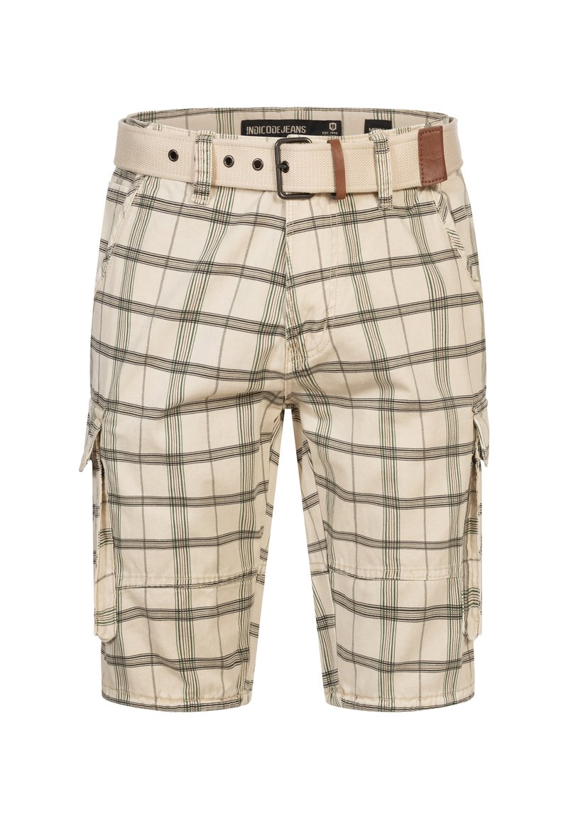 INDICODE JEANS MONROE Shorts Fog Check/mottled beige Zalando