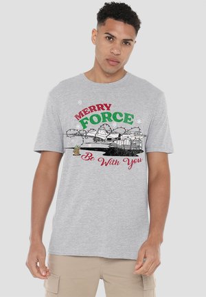 THE MANDALORIAN GROGU MERRY FORCE BE WITH YOU - Print T-shirt - mottled grey