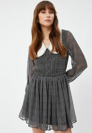 PUFF SLEEVE PETER PAN COLLAR FLORAL  - Vestido camisero - black