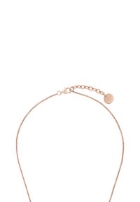 Halskette aus Roségold mit einem filigranen Design, ausgestattet mit einem Karabinerhaken und einer verstellbaren Länge, versehen mit einem kleinen runden Anhänger.