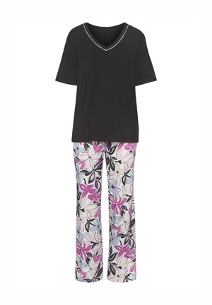 SET - Pyjama set - rosa schwarz geblümt