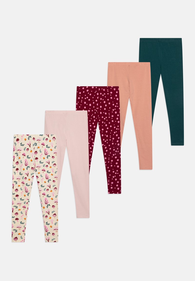 Friboo 5 PACK - Leggings - light pink/off-white/bordeaux