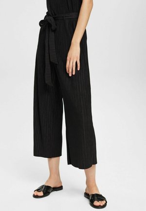 WIDE-LEG MIT CRINKLE-EFFEKT - Pantaloni - black