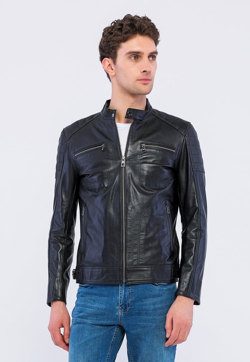 Herren Leichte Jacken | Basics and More Dario Lederjacke black/schwarz - GW08861 Herren Leichte Jacken | Basics and More Dario Lederjacke black/schwarz - GW08861