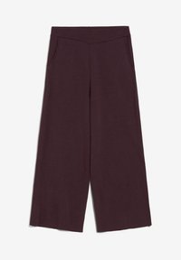 Pantalon large couleur violet foncé avec une taille mi-haute et des poches latérales, présenté à plat sur un fond blanc.