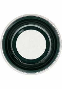 Runder Keramikteller mit einem dunkelgrünen Rand, einer weißen strukturierten Mitte und einer glatten, glänzenden Oberfläche. Dicke Kante für Langlebigkeit.