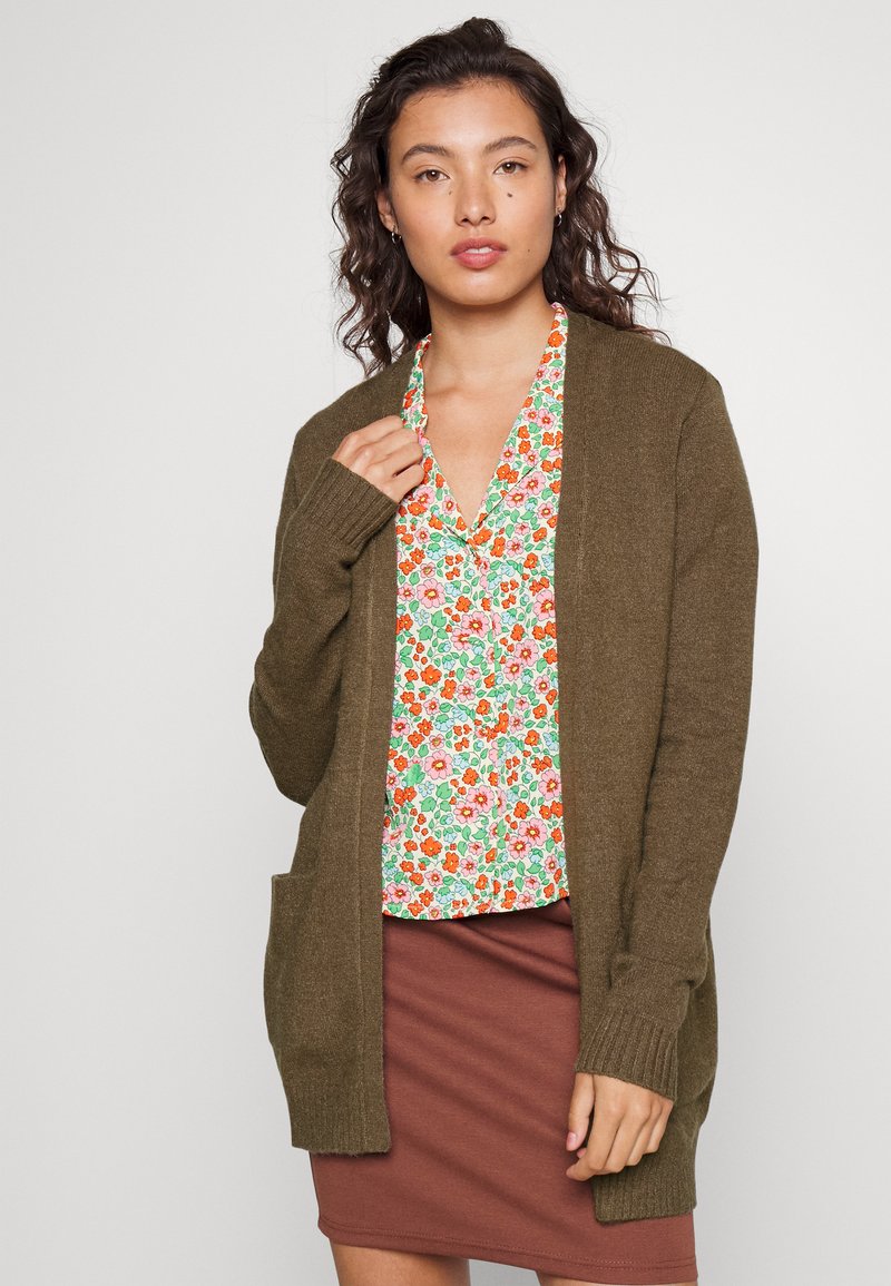 VILA VIRIL OPEN CARDIGAN - Kardigán - dark melange