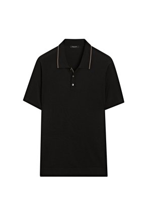 Massimo Dutti POLO NECK SHORT SLEEVE - Polo - black