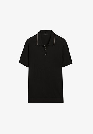 Massimo Dutti POLO NECK SHORT SLEEVE - Polo shirt - black