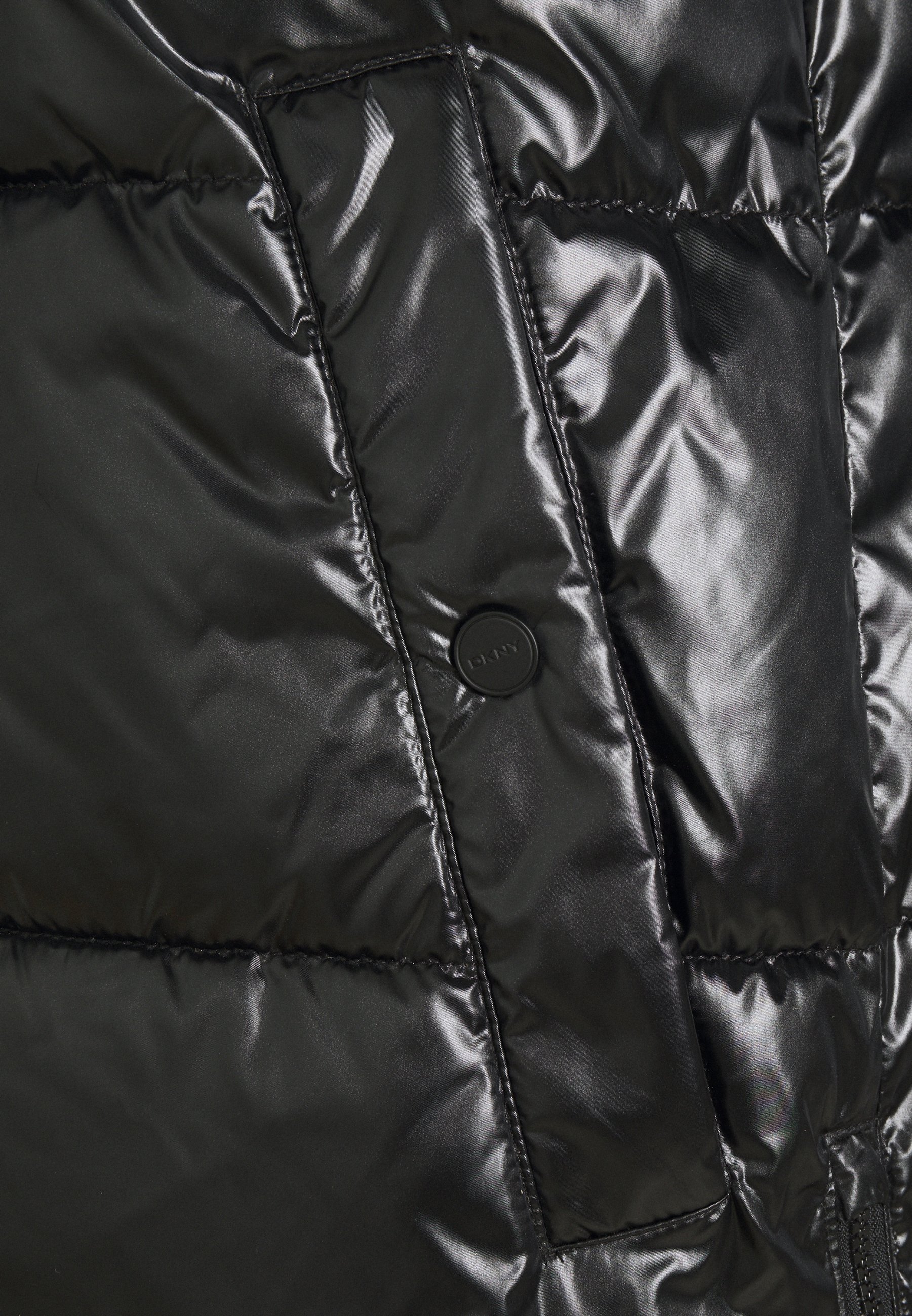 dkny long black puffer coat