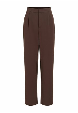 VILA, SLIM-FIT TROUSERS VICLARA HIGH WAIST - Pantalon classique - coffee bean