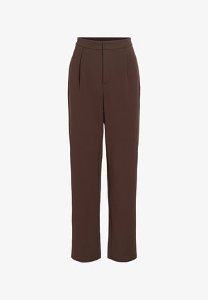 VILA, SLIM-FIT TROUSERS VICLARA HIGH WAIST - Pantalon classique - coffee bean