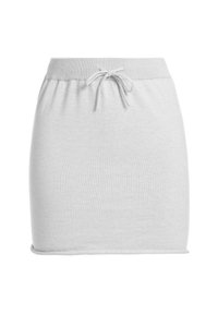 Gonna mini in cotone grigio chiaro con vita regolabile, texture a coste e dettagli sull'orlo laterale. Finitura liscia con vestibilità rilassata.