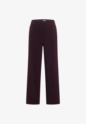 Violetteweite Hosen aus einem weichen, dehnbaren Stoff. Mit hohem Taillenbund und ohne sichtbare Taschen oder Verschlüsse.