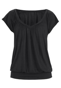 LASCANA - V AUSSCHNITT - T-shirt basic - schwarz Miniatuurafbeelding 1