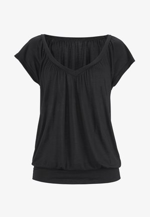 V AUSSCHNITT - Basic T-shirt - schwarz