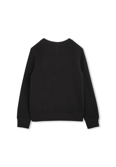 Felpa nera con maniche lunghe, scollatura rotonda e polsini a costine. Realizzata in tessuto morbido, con una texture liscia e un design minimalista.