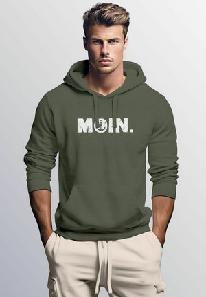 MOIN DIALEKT NORTH HAMBURG ANCHOR PRINT FASHION STREETSTYLE NEVERLESS - Hoodie - oliv