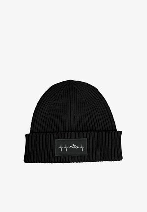 Neverless PATCH HERZSCHLAG BERGE NATUR - Beanie - schwarz