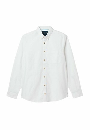 Fehér, hosszú ujjú ing, gombos gallérral, aranygombokkal és mellzsebből áll. Simább anyagból készült, amely finom textúrával rendelkezik.