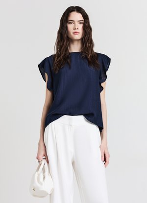 MANICHE CON ROUCHES - Blouse - blu notte